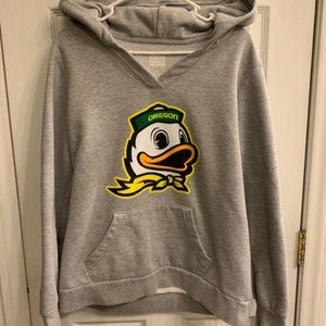Box Seat Clothing Oregon Ducks V Neck Grey Hoodie Womens Size Large